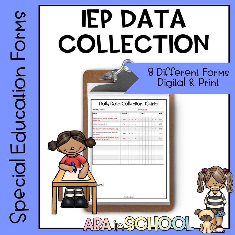 Data Collection and Forms for Special Education and ABA Etsy