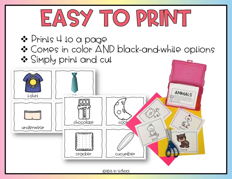 Noun Flashcards Printable Tacting Cards for ABA ELL and Etsy UK