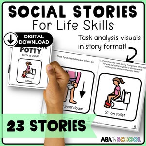 Functional Life Skills speech therapy and ABA - Bathroom behavior social story and more