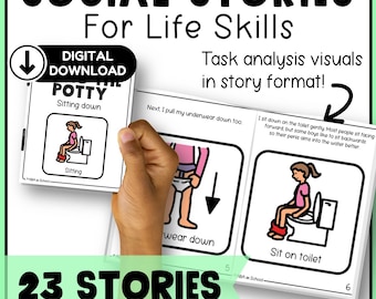 Functional Life Skills speech therapy and ABA - Bathroom behavior social story and more