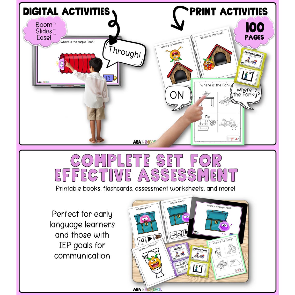 Preposition Visuals Expressive Vocabulary Iep Data Binder Ablls
