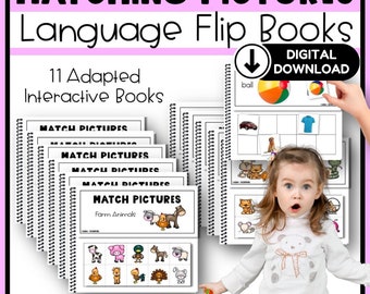 Matching Identical Pictures Flip Books | Speech Therapy ABA Special Education | Adaptive Books