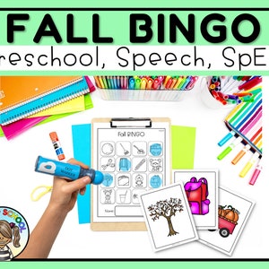 Fall or back-to-school Bingo Preschool Speech or Special Education Activity