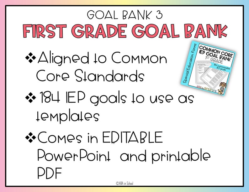 Common Core Standards IEP Goal Bank Preschool and Kindergarten Etsy