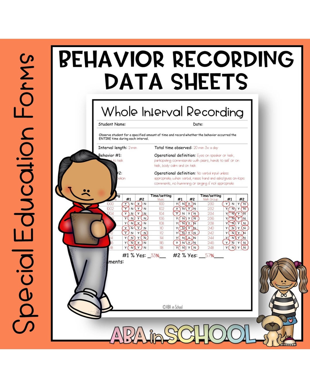 Challenging Behavior Recording Form | Special Education and ABA | Data ...