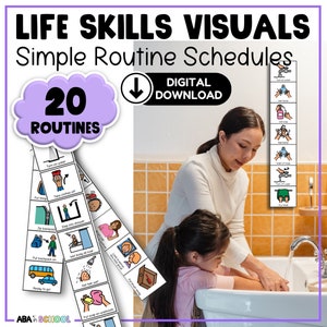 Classroom procedure visuals - Life skills bathroom shower visual schedule & more