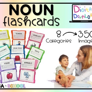 Flashcards de substantivos para impressão - material de terapia da fala ABA ELL para educação especial - 350 imagens