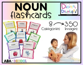 Printable Nouns Flashcards - Special Education ABA ELL speech therapy material - 350 images