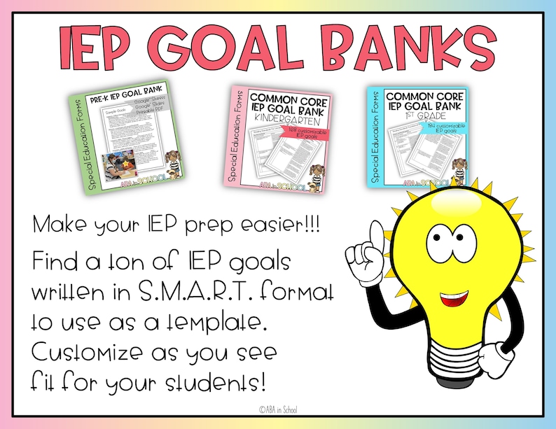 Common Core Standards IEP Goal Bank Preschool and Kindergarten Etsy