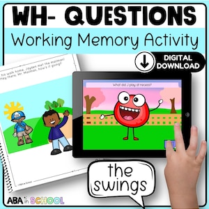WH Question Activities – Speech & ABA Therapy, Working Memory (Digital Download)