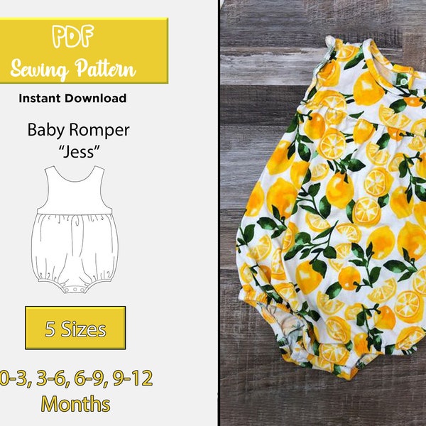 Baby Romper Sewing Pattern PDF, Baby romper pattern PDF, Kids romper pattern PDF, Sewing patterns Pdf, Baby sewing patterns