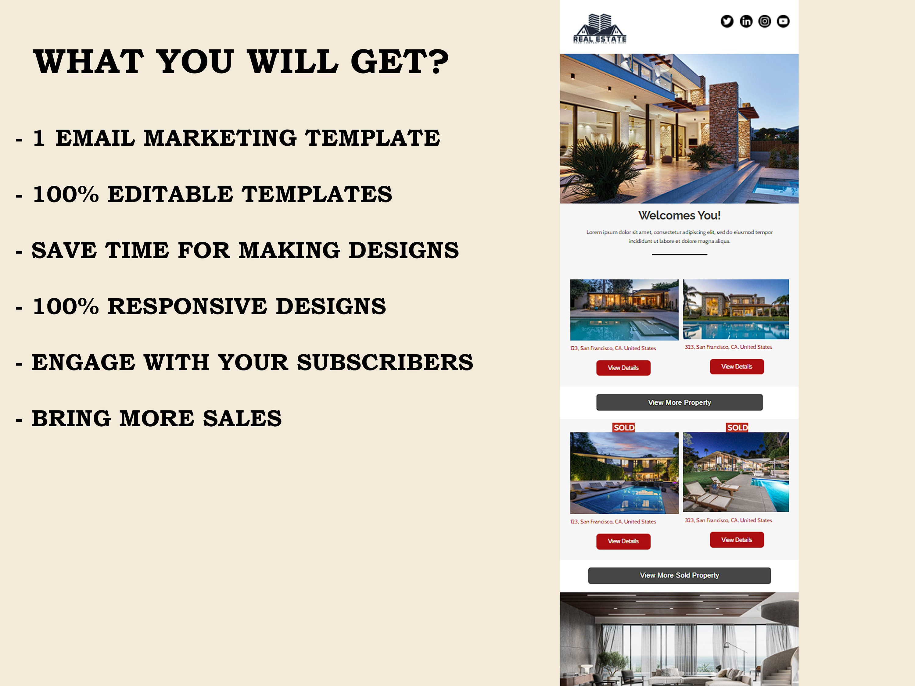Real Estate Marketing Email Template ,templates for Canva and Mailchimp ...