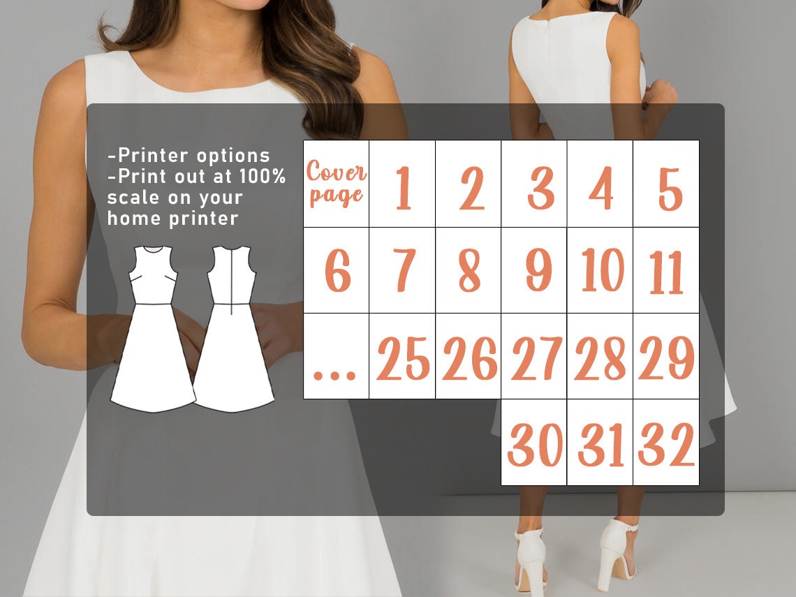 Wedding Dress Digital PDF Sewing Pattern, Wedding Guest Dress, Digital ...
