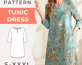 Sewing Pattern Tunic Dress, S-XXXL, Easy Digital PDF, Sundress Sewing Pattern, Women Dress Pattern, Summer Dress Pattern, Easy Dress Pattern