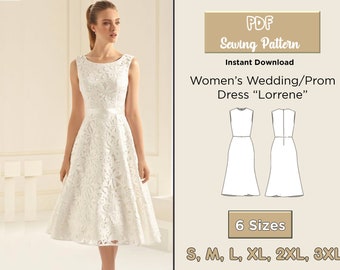 PATTERN Sewing Wedding Dress PDF, Couture Pattern A-line Prom Dress, Bridal Dress PDF, Maxi Dress Pattern, Téléchargement instantané, A4, Imprimable