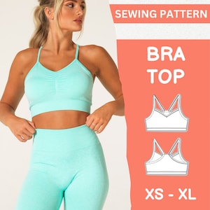PATTERN Sport Bra Top Women, Women&#39;s Sport Bra Top, Sewing Pattern, Digital, Pattern pdf, Pack Size XS - XL, Instant Download