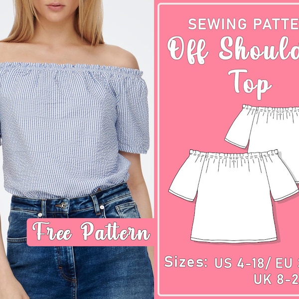 Sewing Top pattern | Off Shoulder Top Sewing PDF Pattern | Summer Top Pattern | Sewing pattern Top | Women Top PDF | Size 4-18