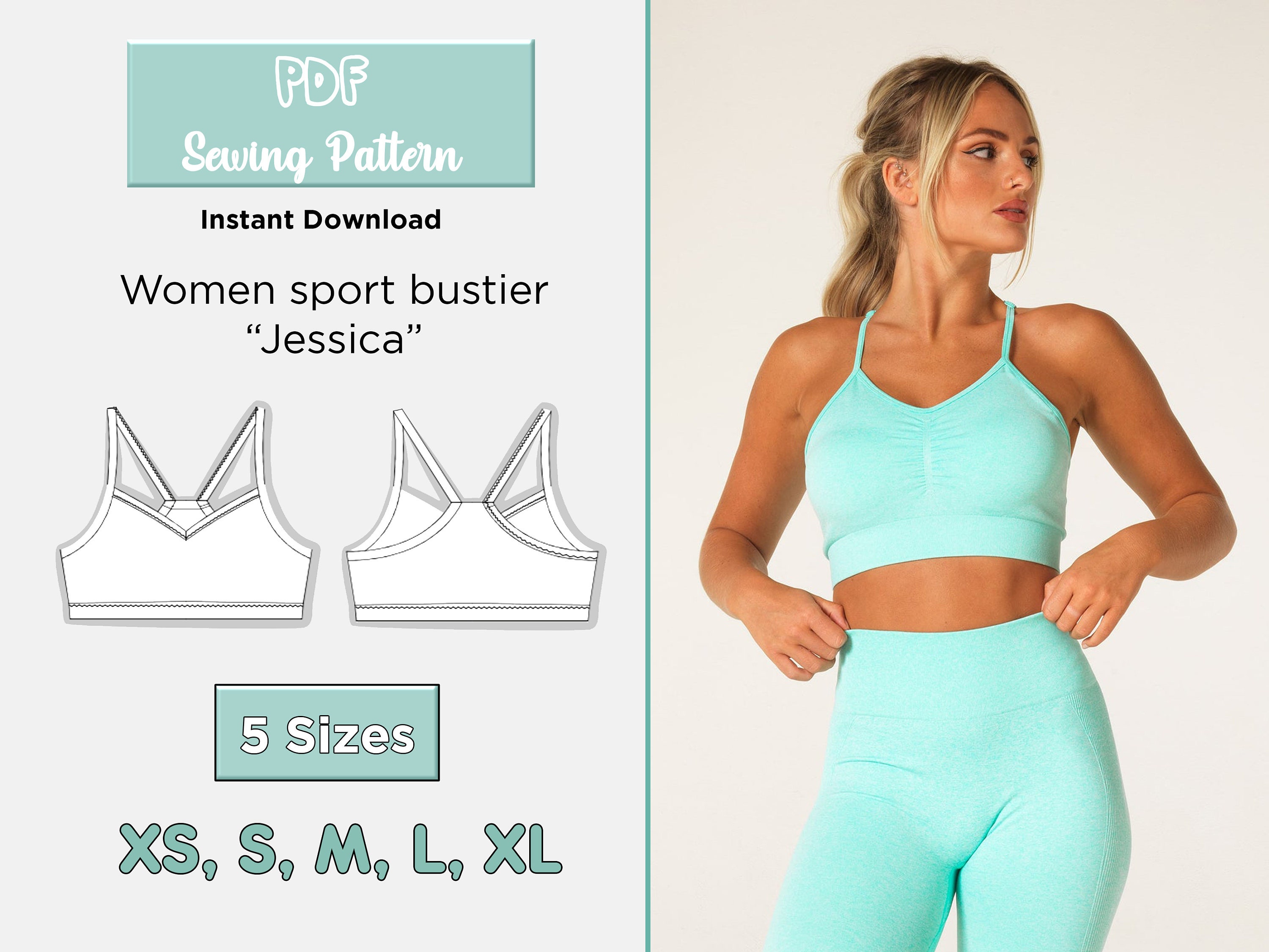 Sports Bra Racerback Sewing Pattern / Templates, PDF Sewing