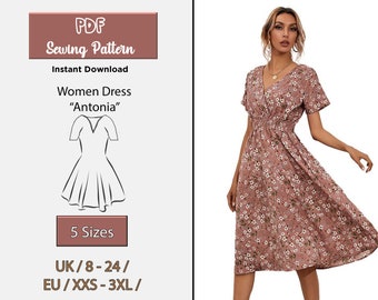 PATTERN Sewing A-line Dress PDF, Sewing Pattern Summer Dress, Vintage Dress PDF, Maxi Dress Pattern, Instant Download, A4, Printable