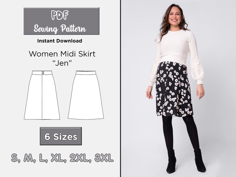 PATTERN Sewing Women Midi Skirt Sewing Pattern Bias Cut Etsy