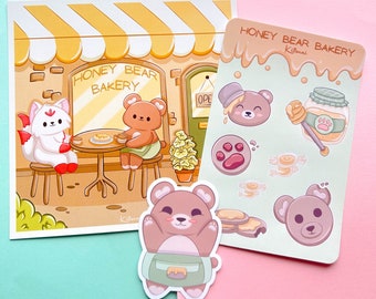 Honey Bear Bakery Bundle | Print | Sticker | Sticker Sheet