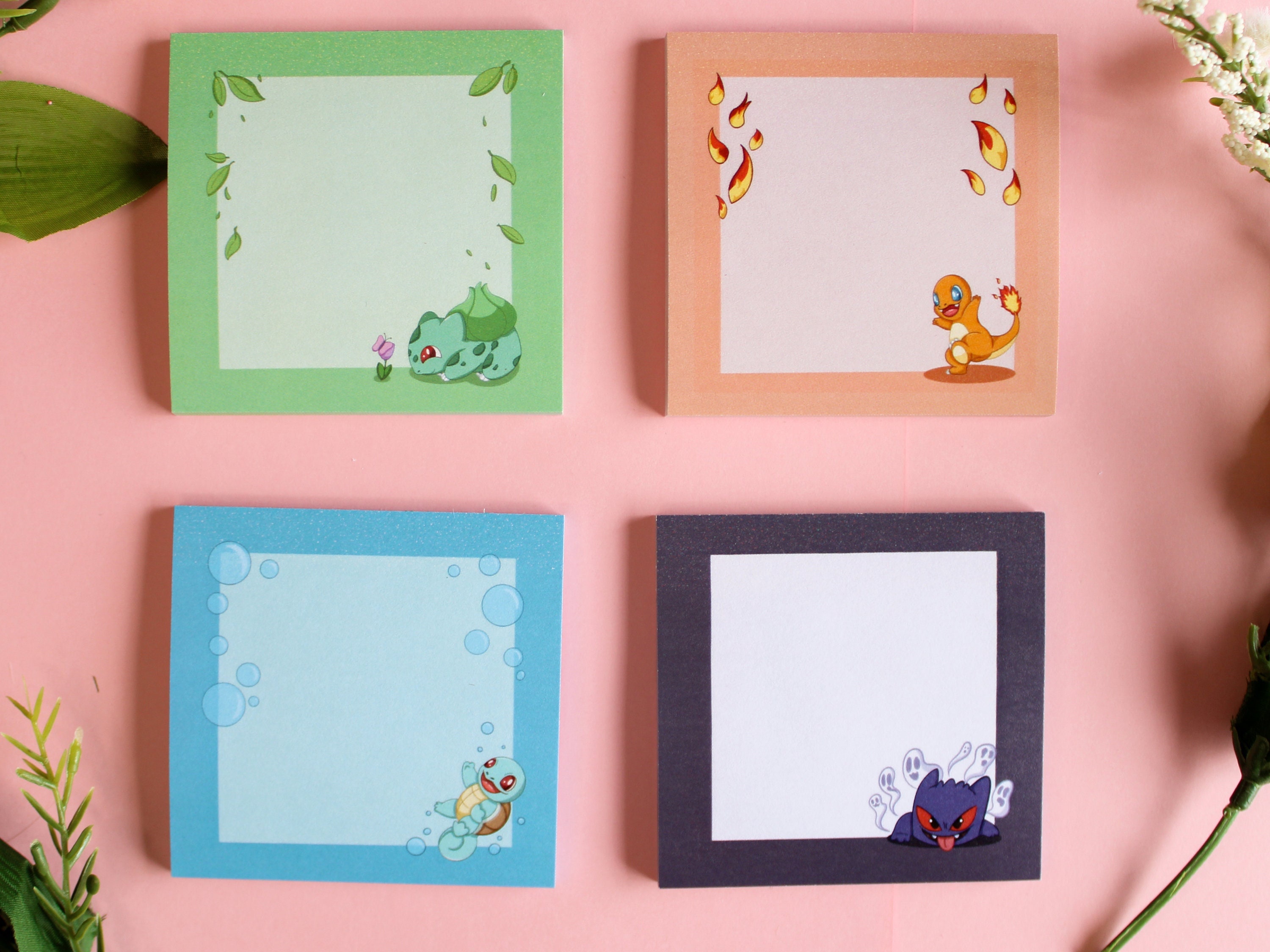 Pocket Buddies Sticky Notes | Fire Dragon, Electric Mouse, Lettuce Frog, Water Turtle Sticky Notes