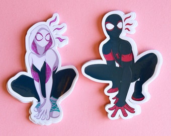 Across the Spiderverse | Miles Morales and Gwen Stacy Spider Gwen | Sticker for Laptop, Journal, Water Bottle