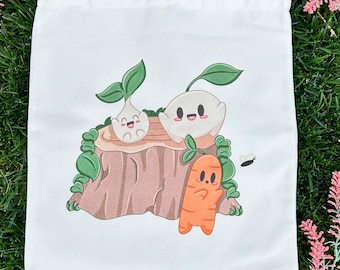 Sproutlings Canvas Tote Bag | Cottagecore Tote Bag | Vegetable Tote Bag | Aesthetic Tote Bag | Farmer's Market Tote Bag