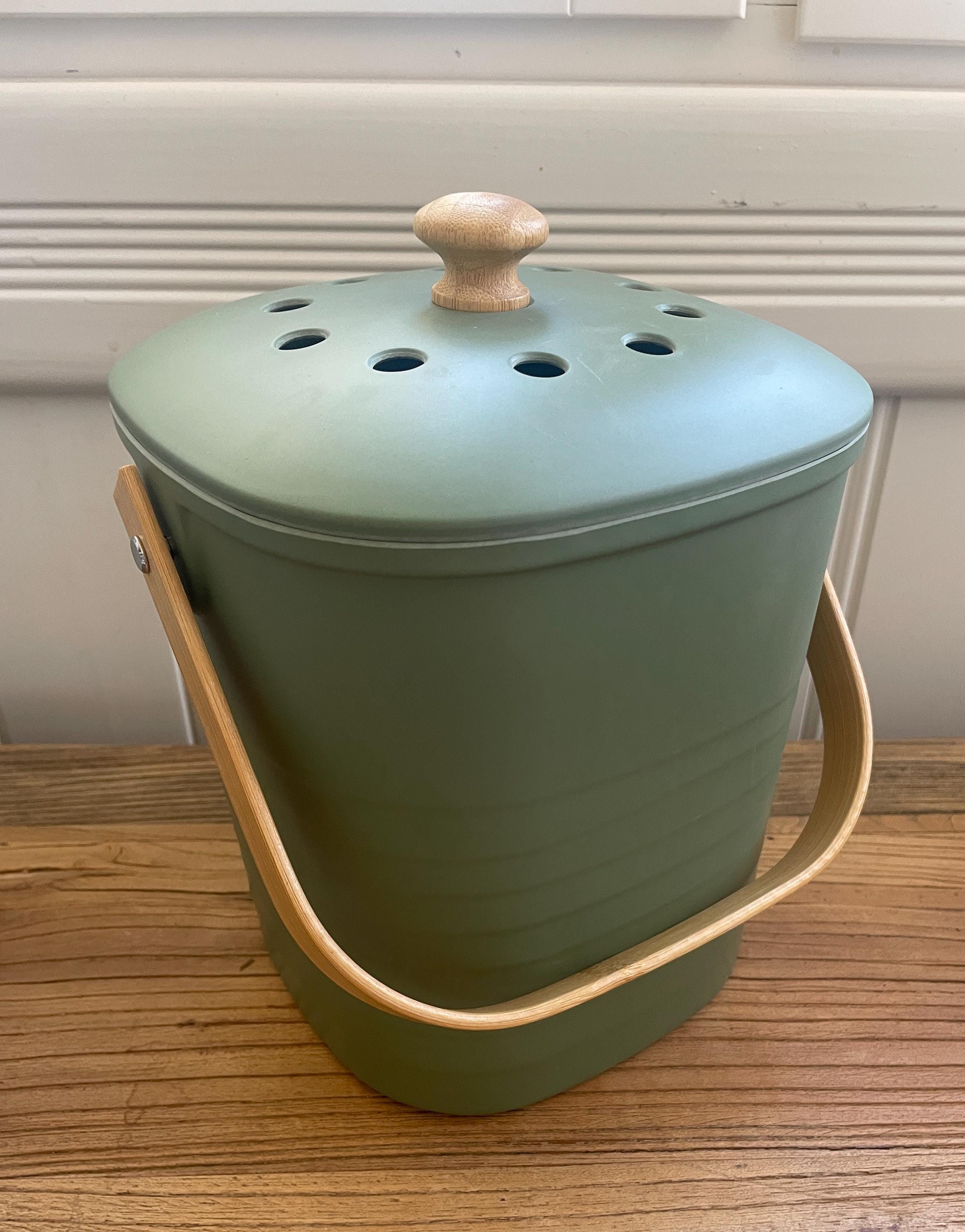 Bio Waste Bin Bamboo, Countertop Composter, Olive Green - Etsy