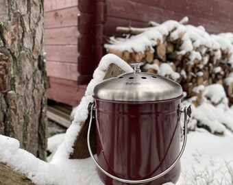 Bio Waste Bin,  4 liters, with a set of active carbon filters in the lid. Color: Burgundy