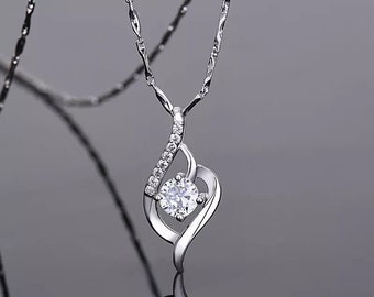 S925 Silver Angel Zircon Clavicle Necklace Pendant For Women Jewelry