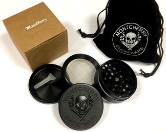 MontCherry Brand Embossed Grinders/Ashtrays/Cradle/Filter Tips/Velvet Bags many variations