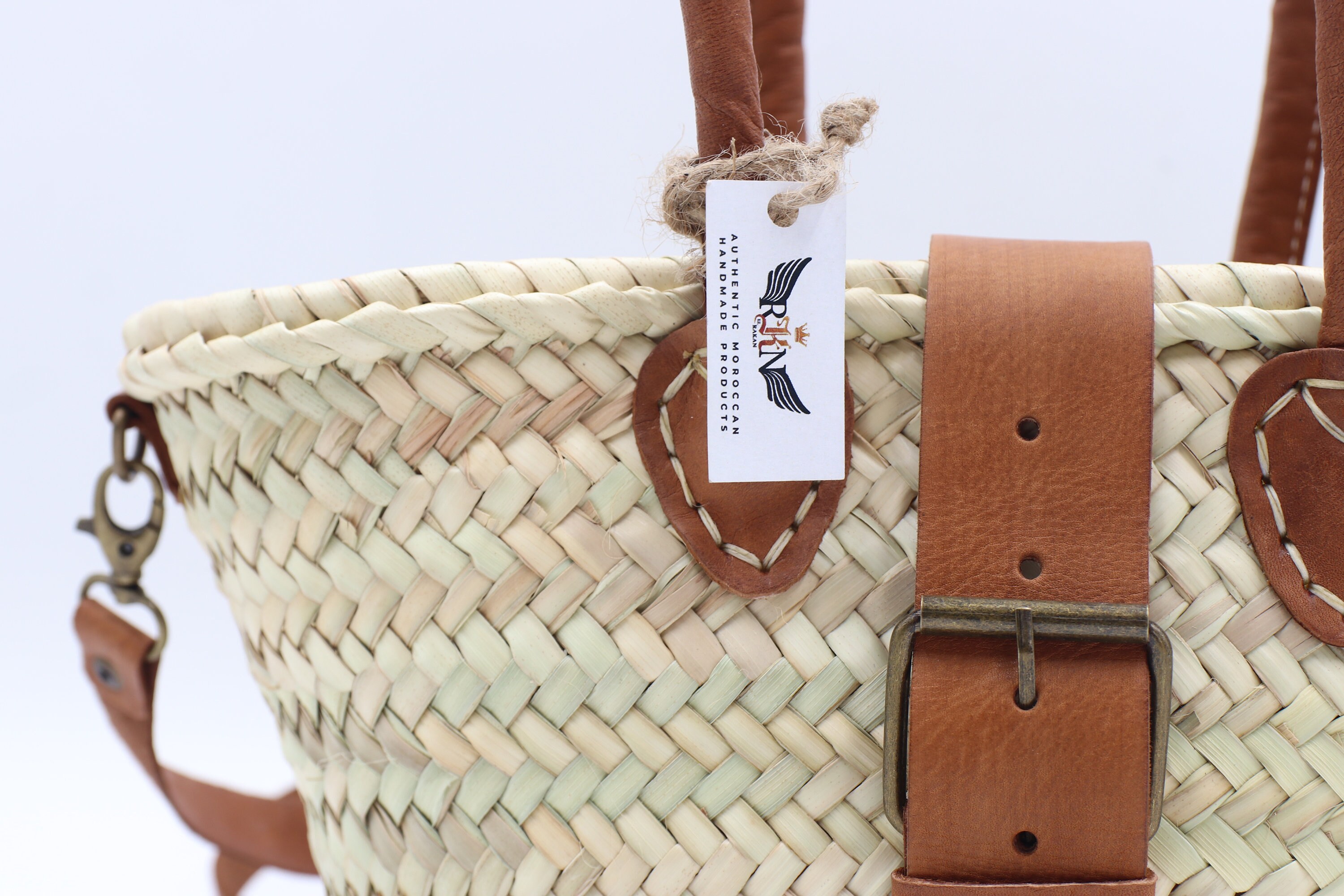 Straw Bag With Genuine Leather Handles Ecofriendly Handmade Etsy