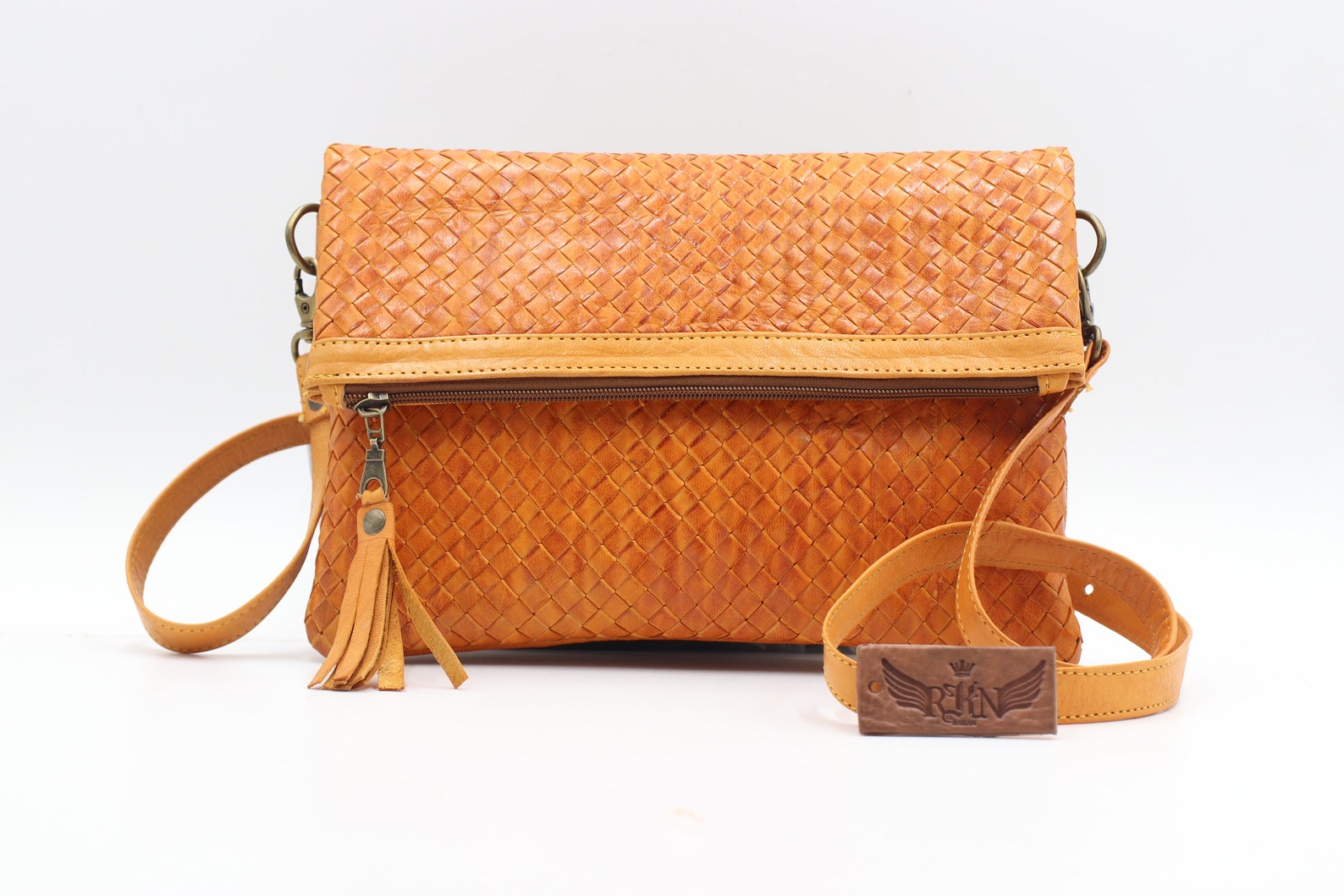 Woven Leather Crossbody Bag Genuine Leather Purse Handmade Etsy