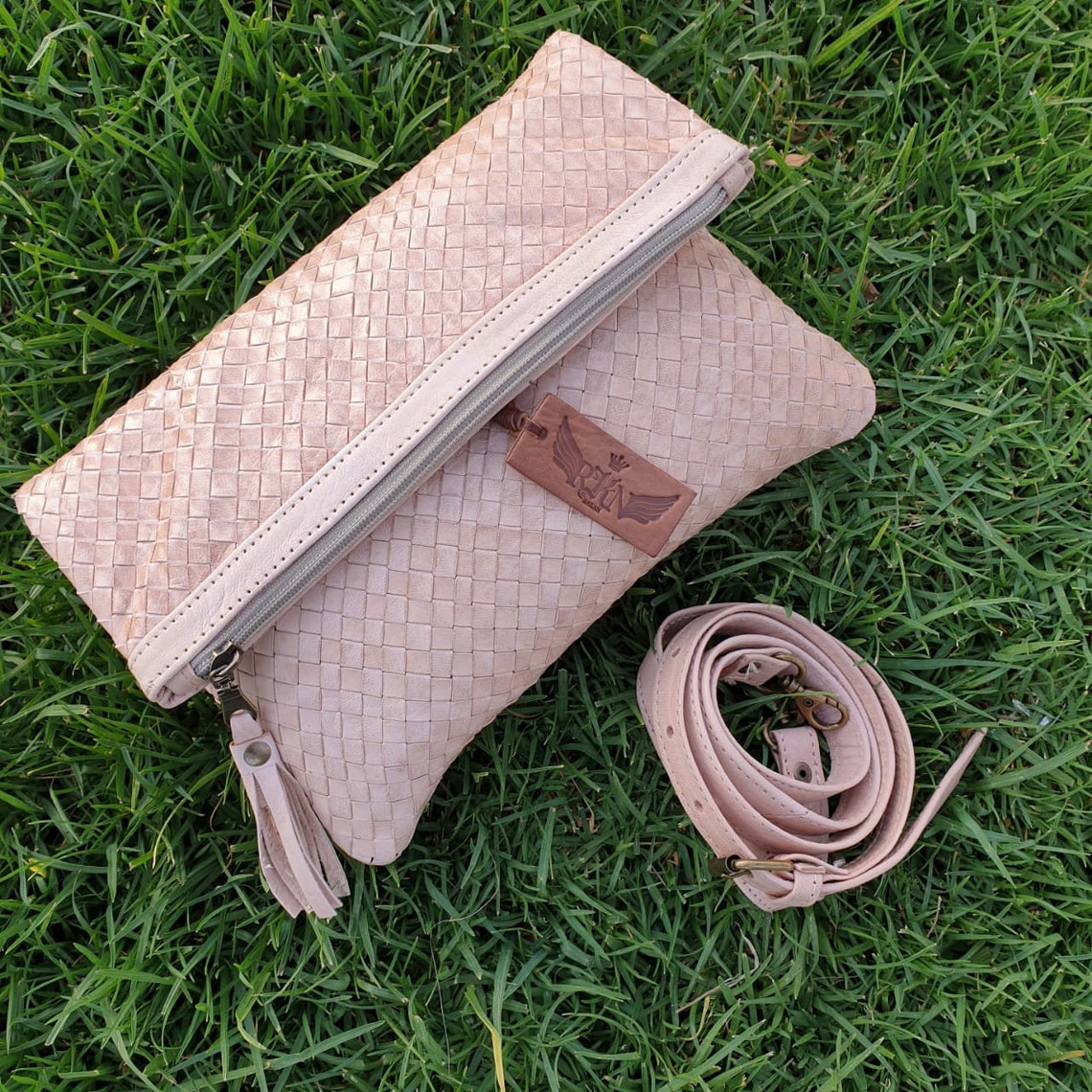Woven Leather Crossbody Bag Genuine Leather Purse Handmade Etsy