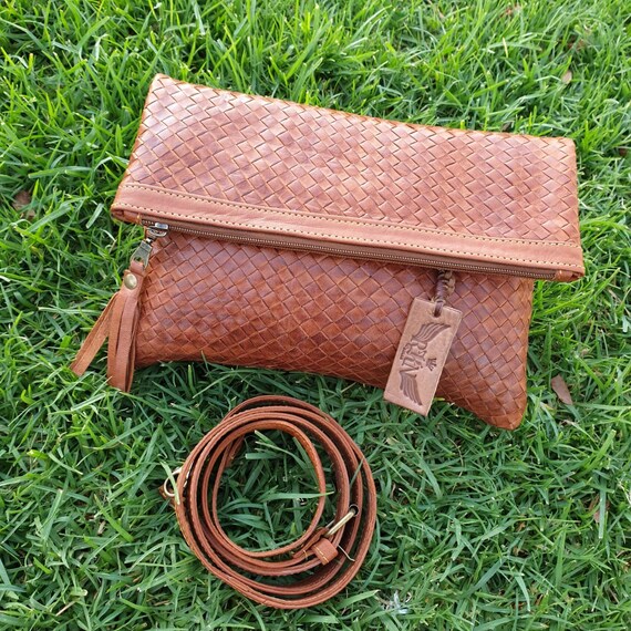 Woven Leather Crossbody Bag Genuine Leather Purse Handmade Etsy