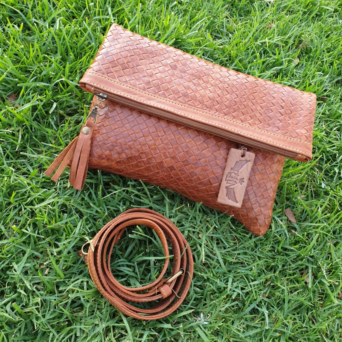 Woven Leather Crossbody Bag Genuine Leather Purse Handmade Etsy