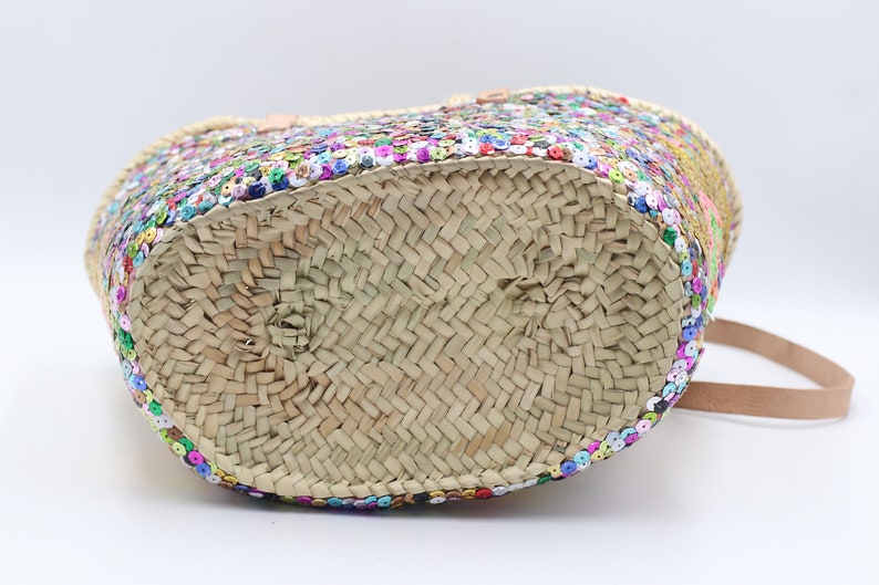 Sequin Straw Bag Moroccan Handmade Beach Bag With Sequins - Etsy