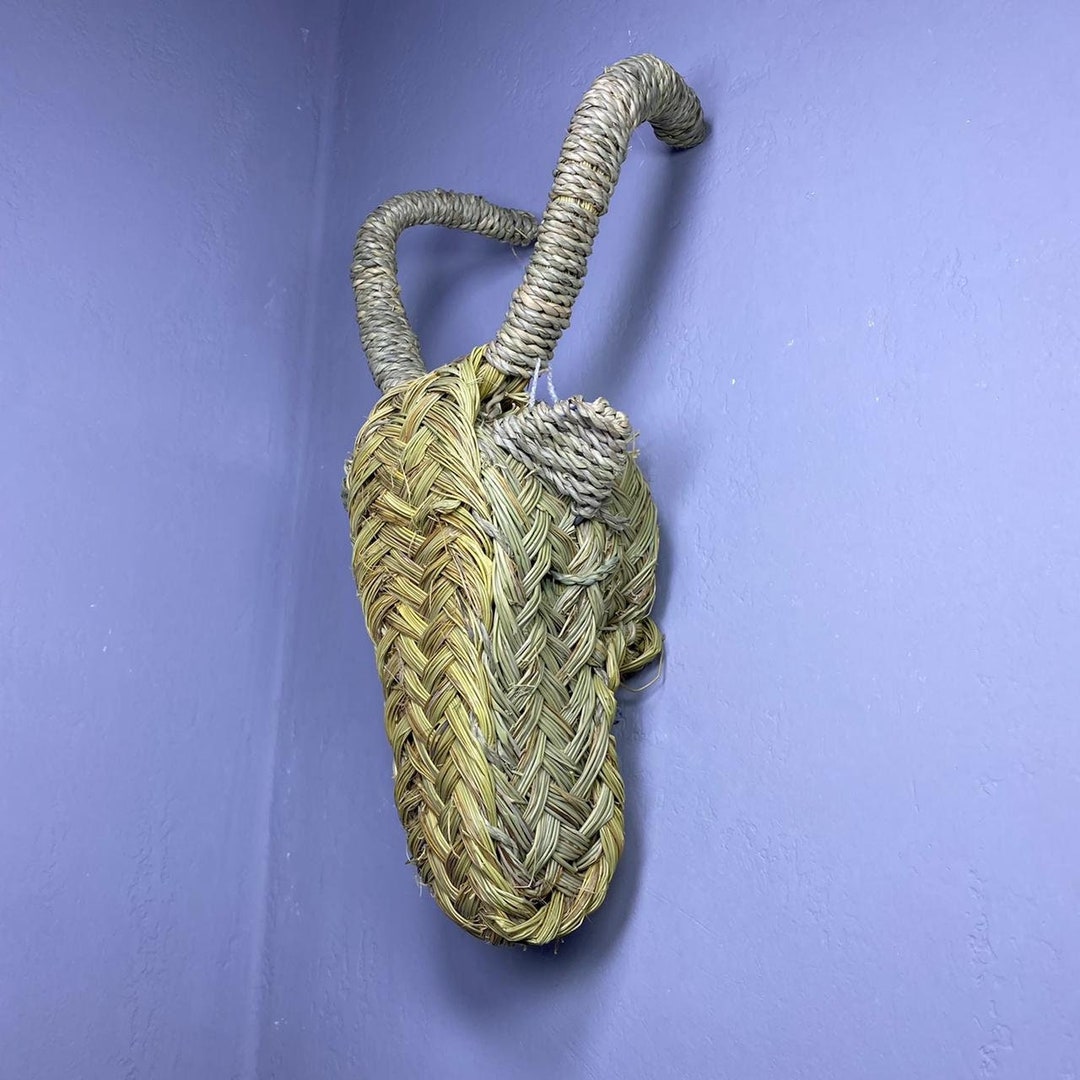 Straw Trophy Straw Animal Head Moroccan Handwoven Goat Head Etsy