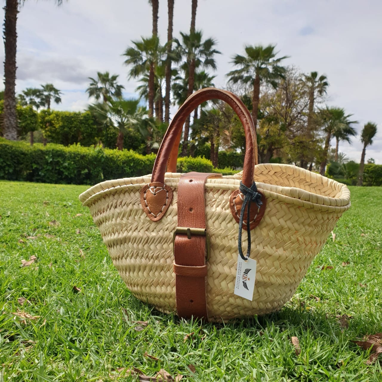 Straw Bag With Genuine Leather Handles Ecofriendly Handmade Etsy