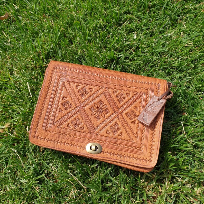 Genuine Leather Crossbody Bag in Tobacco Color, Moroccan Leather Bag