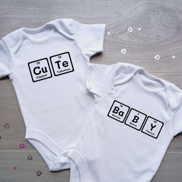 CuTe BaBY Science Bodysuits - Chemistry Elements Cute Nerdy Baby Vests