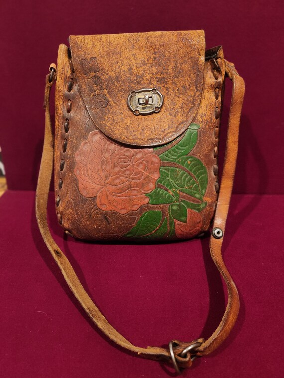 tooled leather purse boho - Gem