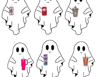 Ghost Drinks Halloween Aesthetic PNG