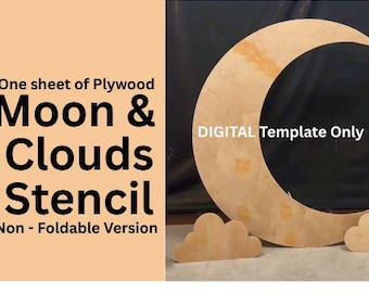 Plantilla de luna con nubes de 6 pies de alto Plantilla digital SVG - DESCARGA DIGITAL (Estas son solo plantillas digitales para que las construyas tú mismo)