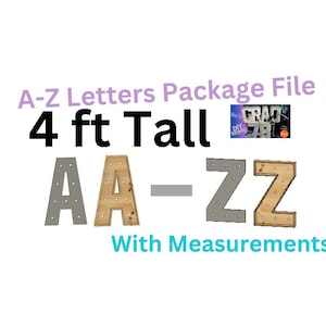 Marquee Package A-Z Letters Full Measurement Plans 4ft Tall Directions Digital Download