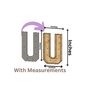 Marquee Letter (U) Full Measurement Plans 3ft Tall