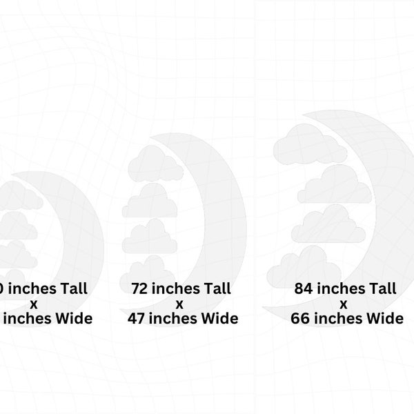Modèle de pochoir lune et nuages 1,50 m, 6 pi et 7 pi de haut Modèle de pochoir PDF téléchargeable