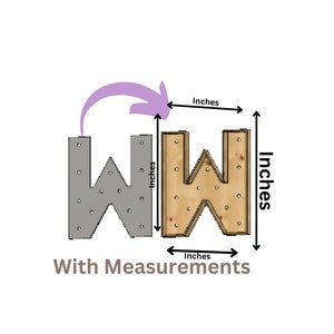 Marquee Letter (W) Full Measurement Plans 3ft Tall x 30 inch wide