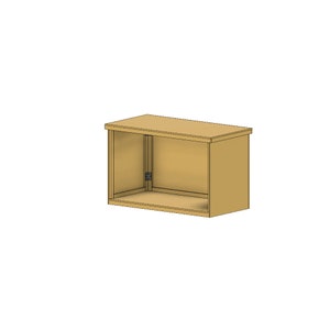 Peut inclure: Une armoire en bois brun clair avec une porte &agrave; charni&egrave;res. L'armoire a une &eacute;tag&egrave;re &agrave; l'int&eacute;rieur et est ouverte pour r&eacute;v&eacute;ler l'int&eacute;rieur vide.